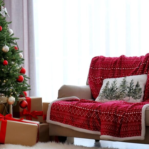 🆕Christmas Winter Trees Lumbar Throw Pillow Cover Xmas Holiday Party Sofa Couch - Picture 6 of 7